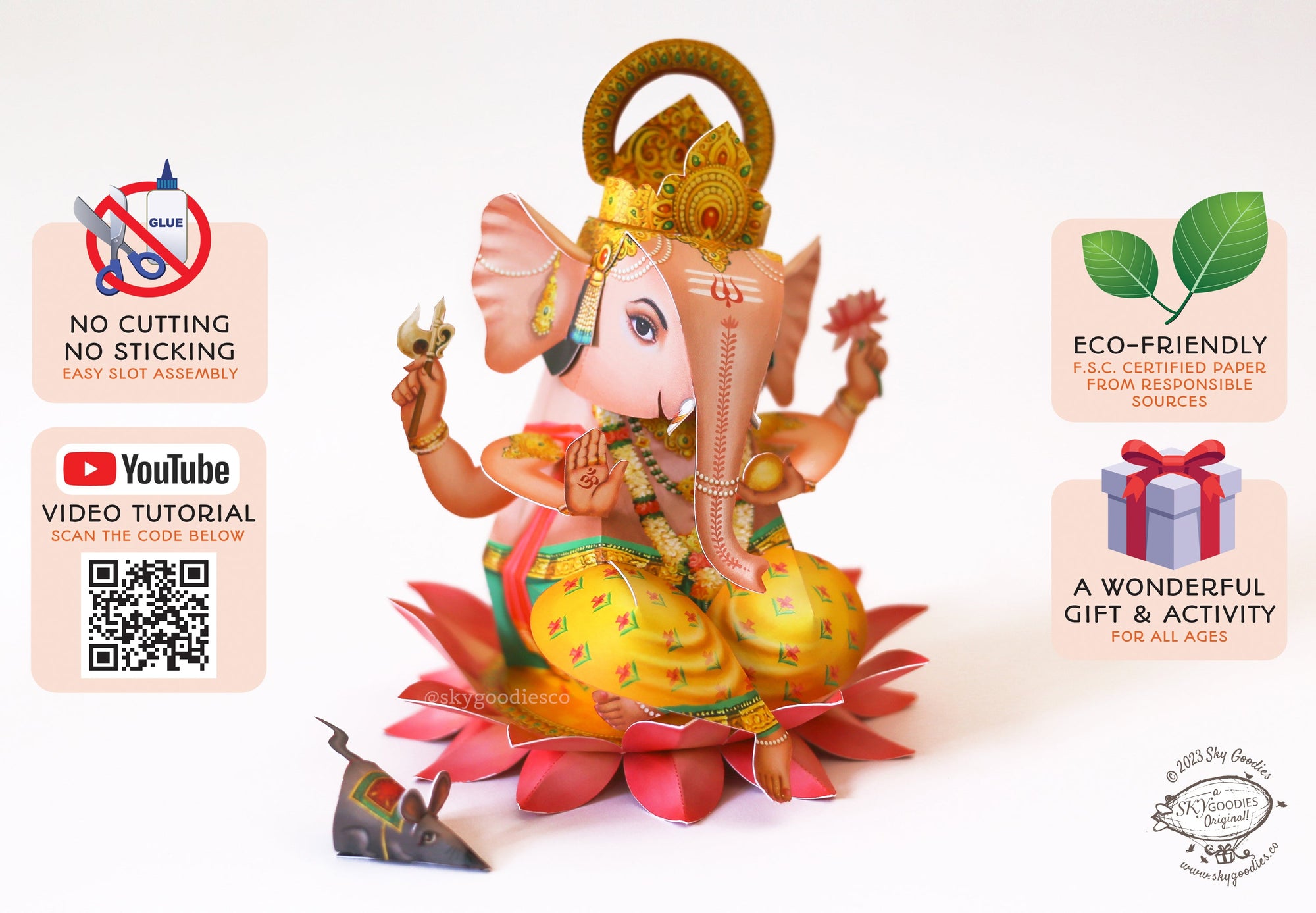 DIY Paper Craft Kit - Ganesha, Fun Craft Kit, Ideal for Festival DÃ©cor, Creative DIY Project