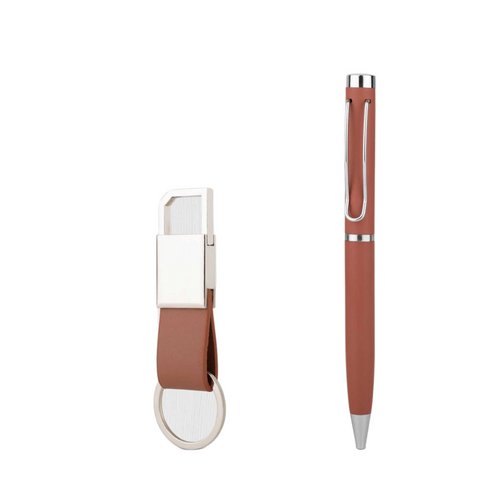 Mini Corporate Gift Set with Premium Metal Pen | Executive Gift Set with PU Leather Keychain for Customization & Special Occasions