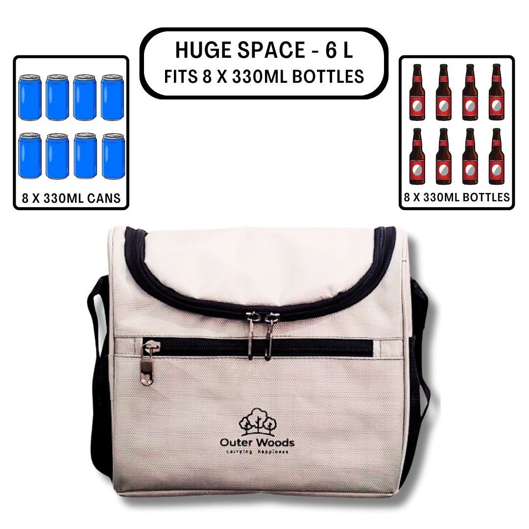 Outer Woods Insulated 8 Pint Bottle Bag | Fits 8 x 330 ml Pint Bottles | 6 to 8 Hours Cooling | Free 4 Units Ice Gel Packs