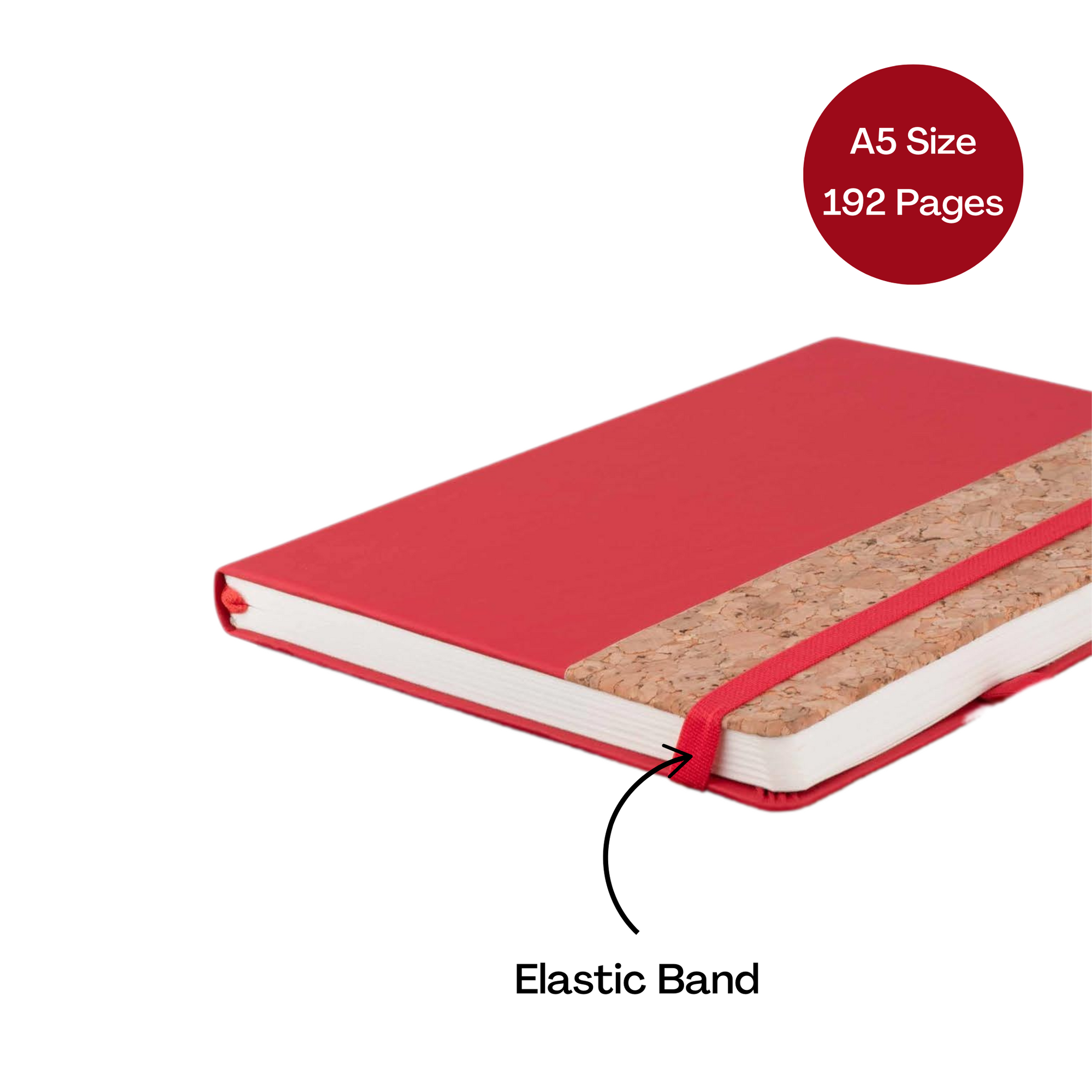 Cork Elastic A5 Journal Notebook | Customizable Gift for Executives, Travelers & Special Occasions (80 GSM, 192 Pages)