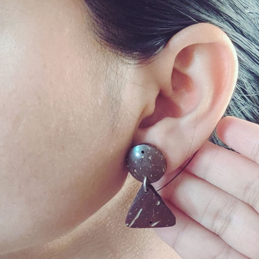 Coconut Shell Triangle Earrings