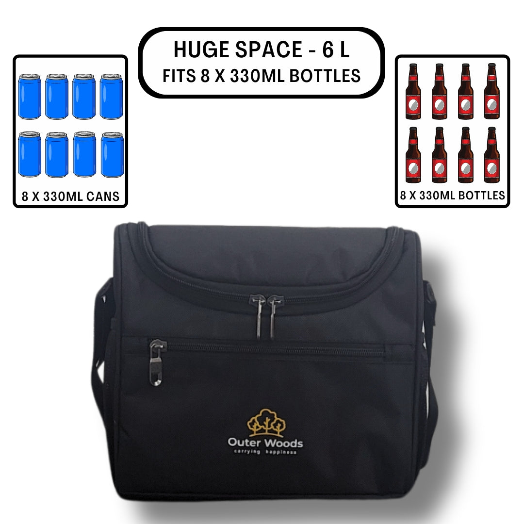 Outer Woods Insulated 8 Pint Bottle Bag | Fits 8 x 330 ml Pint Bottles | 6 to 8 Hours Cooling | Free 4 Units Ice Gel Packs