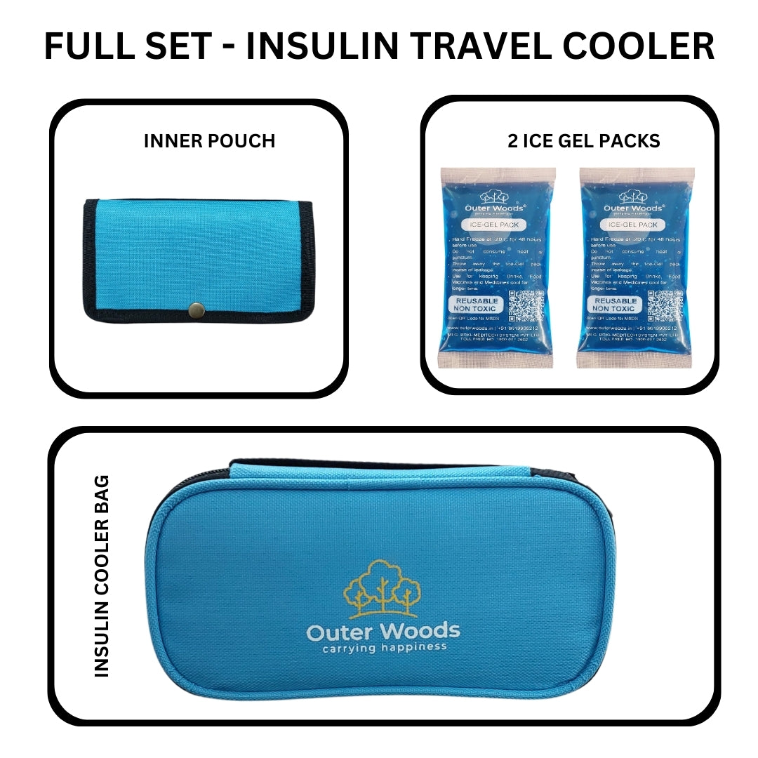 Outer Woods Insulin Cooling Travel Pouch for Diabetics with Two Ice Gel Packs | Ice Pack for Insulin | Insulin Cooler Bag for Travel | Keep Insulin Safe and Cool for 6 to 8 Hours