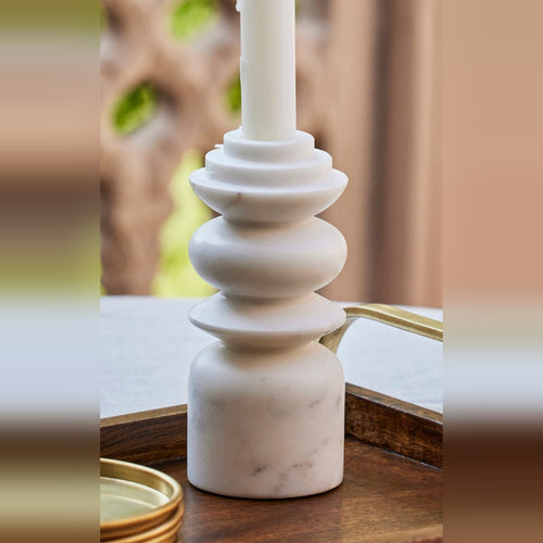 Marble Candle Holder Set of 2, Handcrafted Elegant Design, Durable and Stylish, Perfect for Enhancing Indoor DÃ©cor with a Sophisticated Touch, Ideal for Living Room, Bedroom, or Dining Table (White)