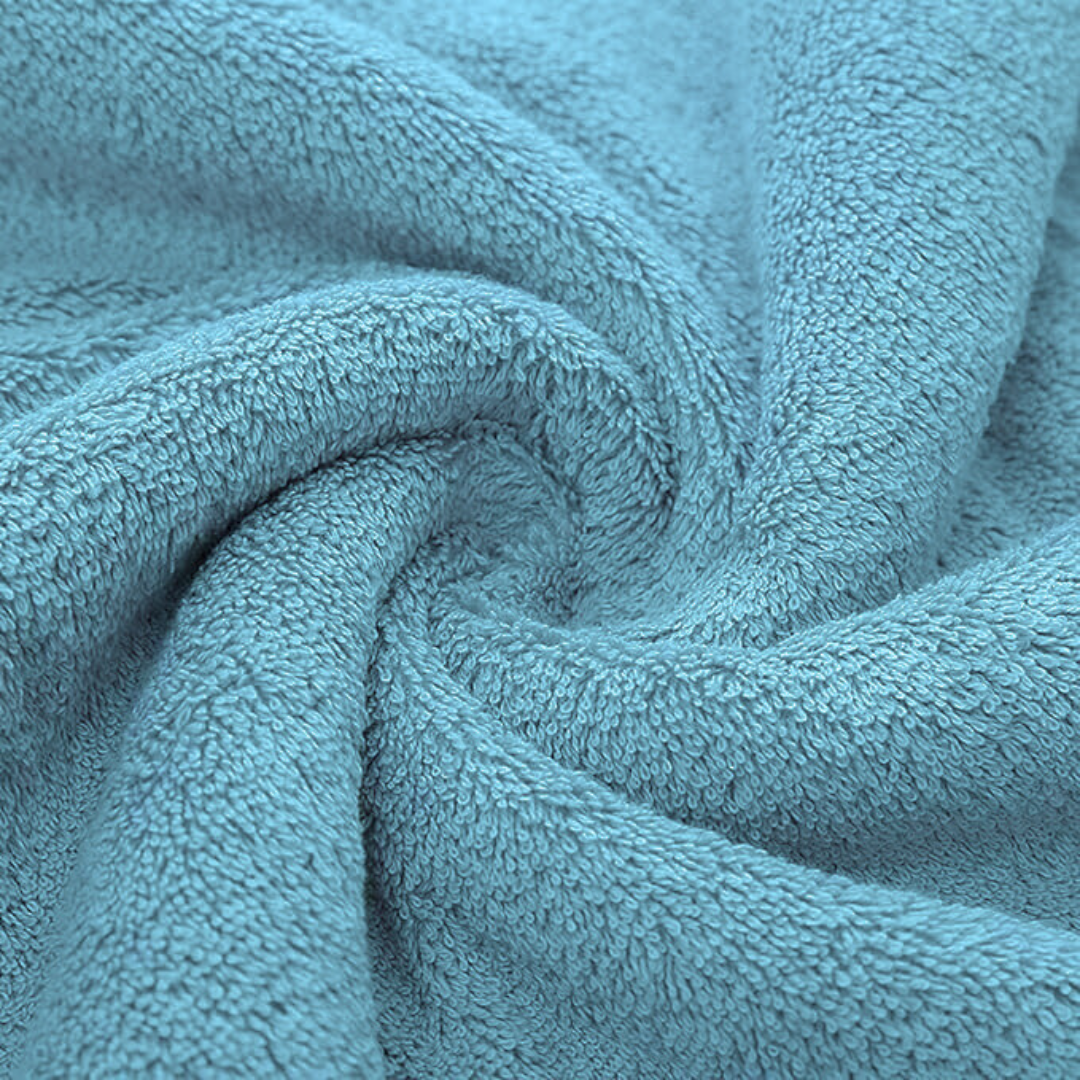 Soft, plush texture of a blue Ultra-Soft Bamboo Cotton Bath Towel. Made from a blend of bamboo and cotton for luxurious comfort.