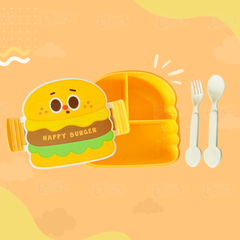 Cute Fast Food Design Plastic Lunch Box for Kids with Spoon and Fork (Burger)