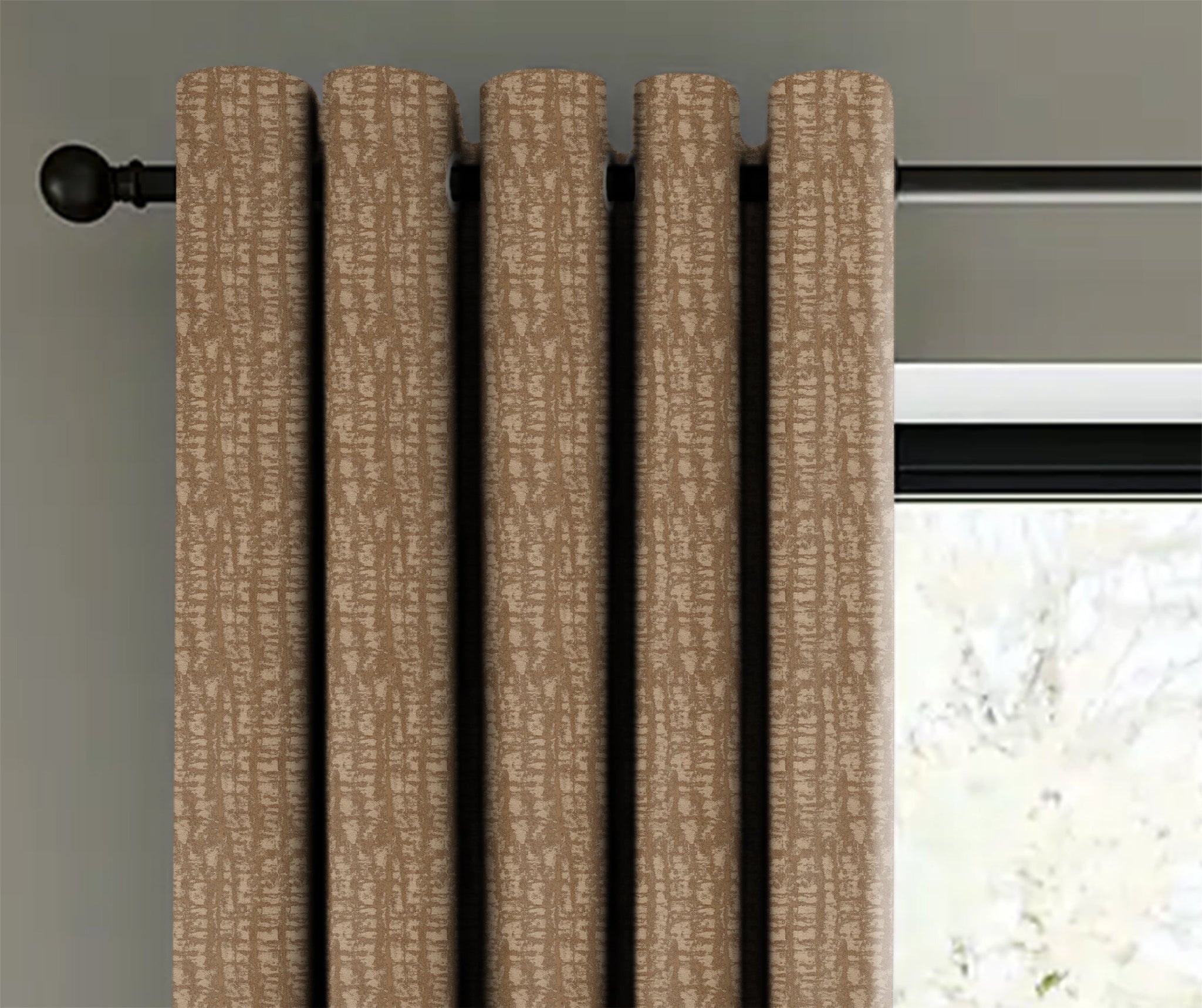 Casableu Valencia Polyester Eyelets (Steel) Blackout Curtains with Tie Back, Bedroom Living Room