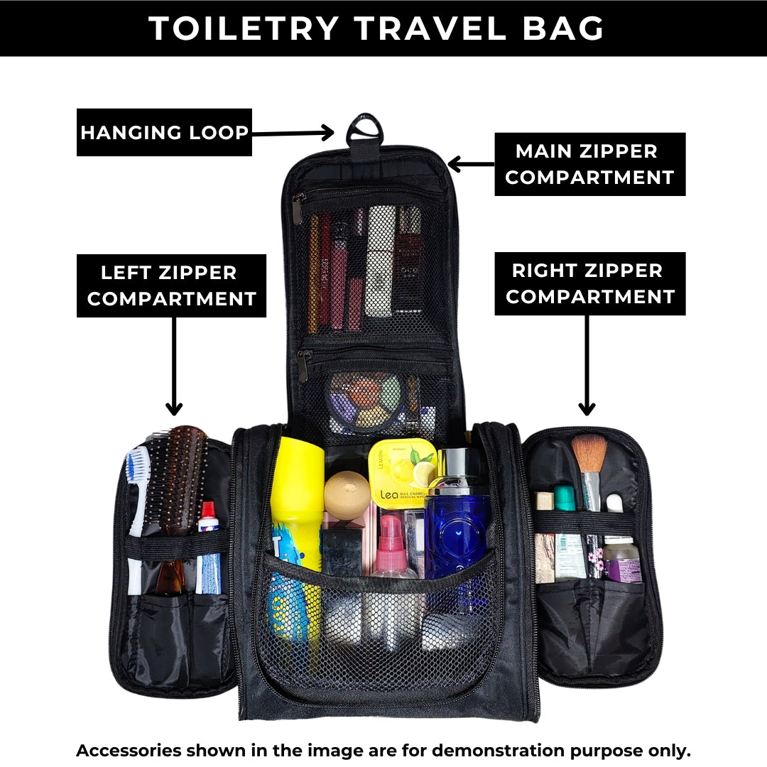 Outer Woods Travel Toiletry Bag with Hanging Hook | Waterproof Travel Pouch with Multiple Compartments for Cosmetics & Toiletries