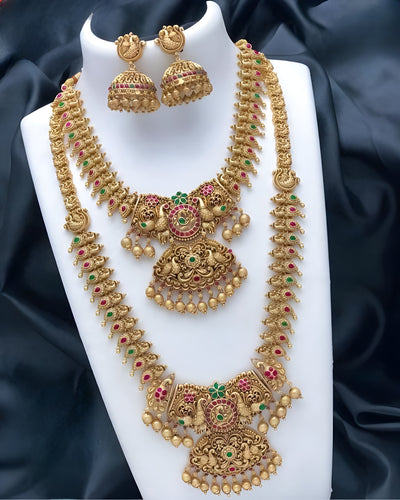 Exquisite Gold-Plated Kundan Bridal Jewelry Set - Traditional Indian Design, Traditional Indian Wedding Jewelry (Set of 2)