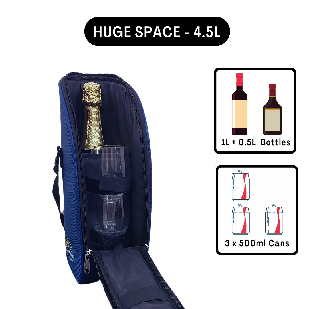 Outer Woods Insulated 1.5 Bottle Cooler Bag | with 2 Units of Ice Gel Pack | for Wine, Beer, Whisky and All Kinds of Bottles