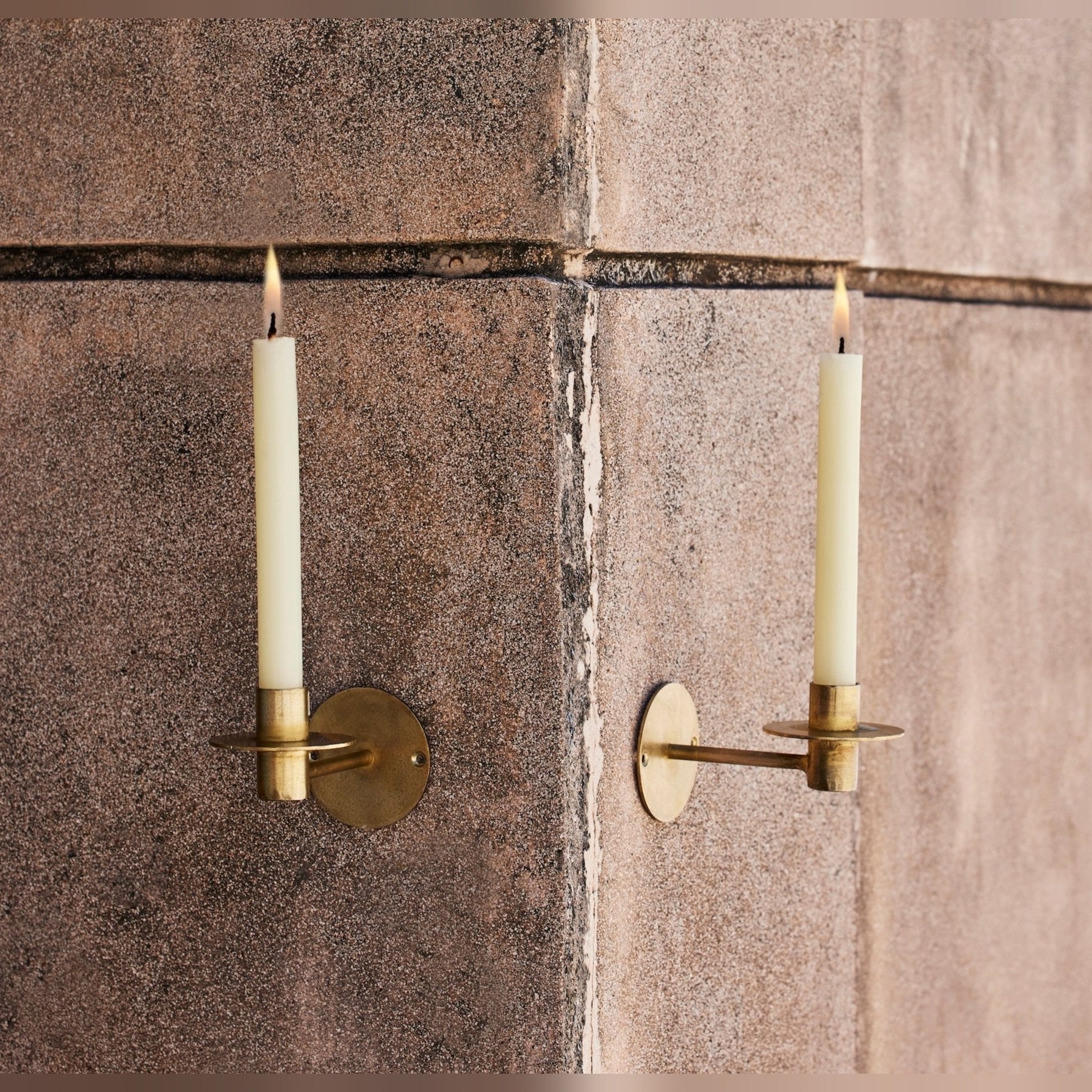 Minimal Wall Candle Holder, Handcrafted Brass and Iron with Antique Finish, Includes Screws for Easy Installation, Elegant Wall Decor for Entrances, Pooja Rooms, and Cozy Corners (Set of 2)