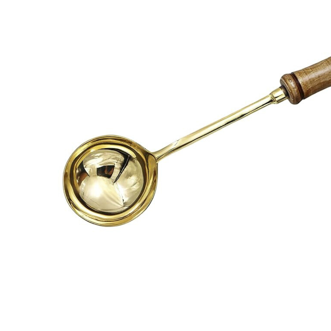 Brass Cooking Ladle with Golden Finish for Kitchen | Handcrafted Brass Serving Spoon