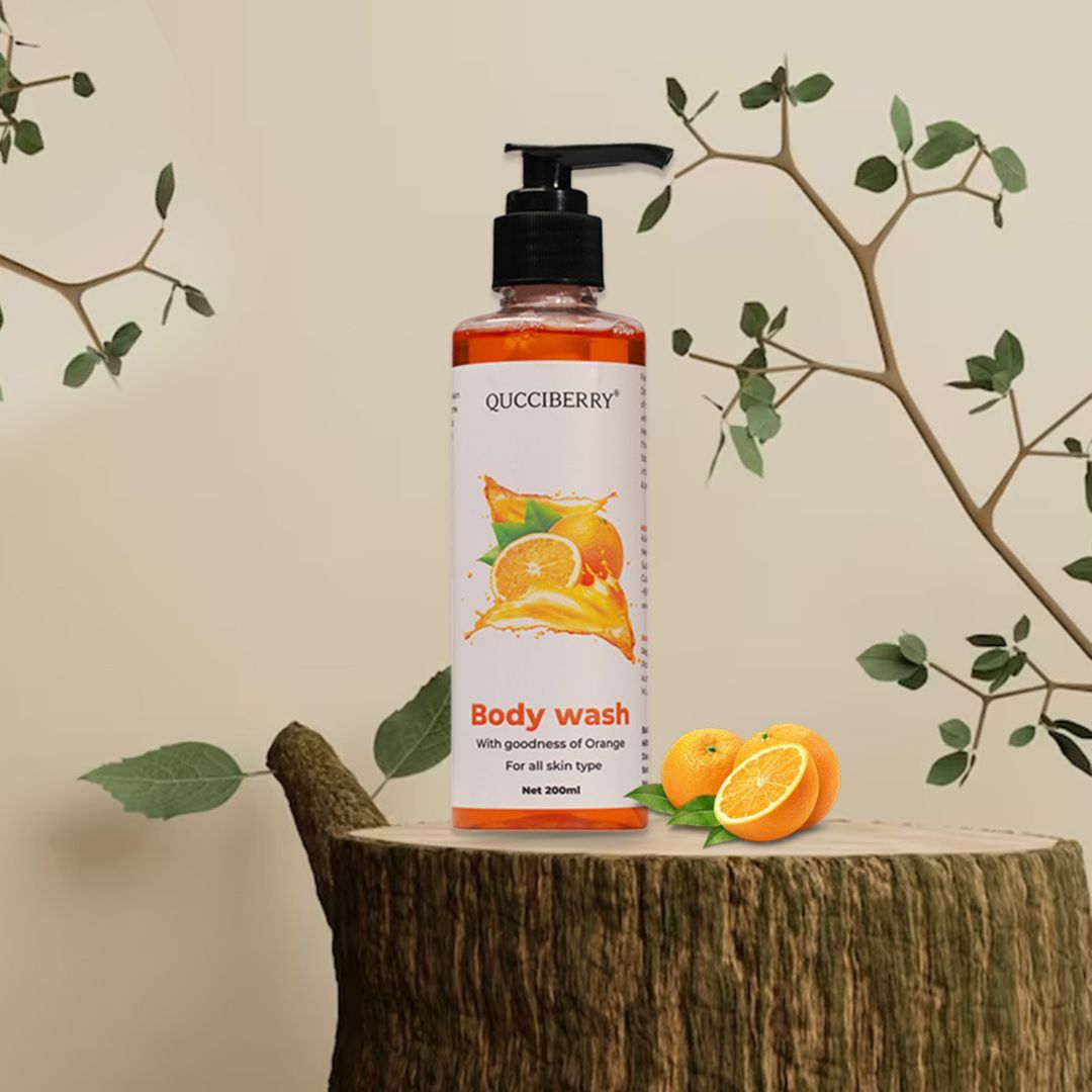 Qucciberry Orange Bodywash– Nourishing, Moisturizing Shower Gel with Natural Ingredients, Long-Lasting Aromatic Blend of Fruits, Flowers, and Herbs for Soft, Smooth Skin, Unisex, 200 ML