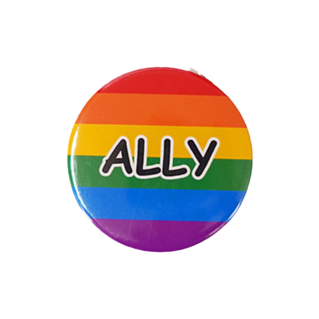 Rainbow Ally Badge – Vibrant Colors, Round Badge, Rust-Free Pin, Glossy Finish, Easy to Attach to Apparel and Bagsand Celebrate Diversity