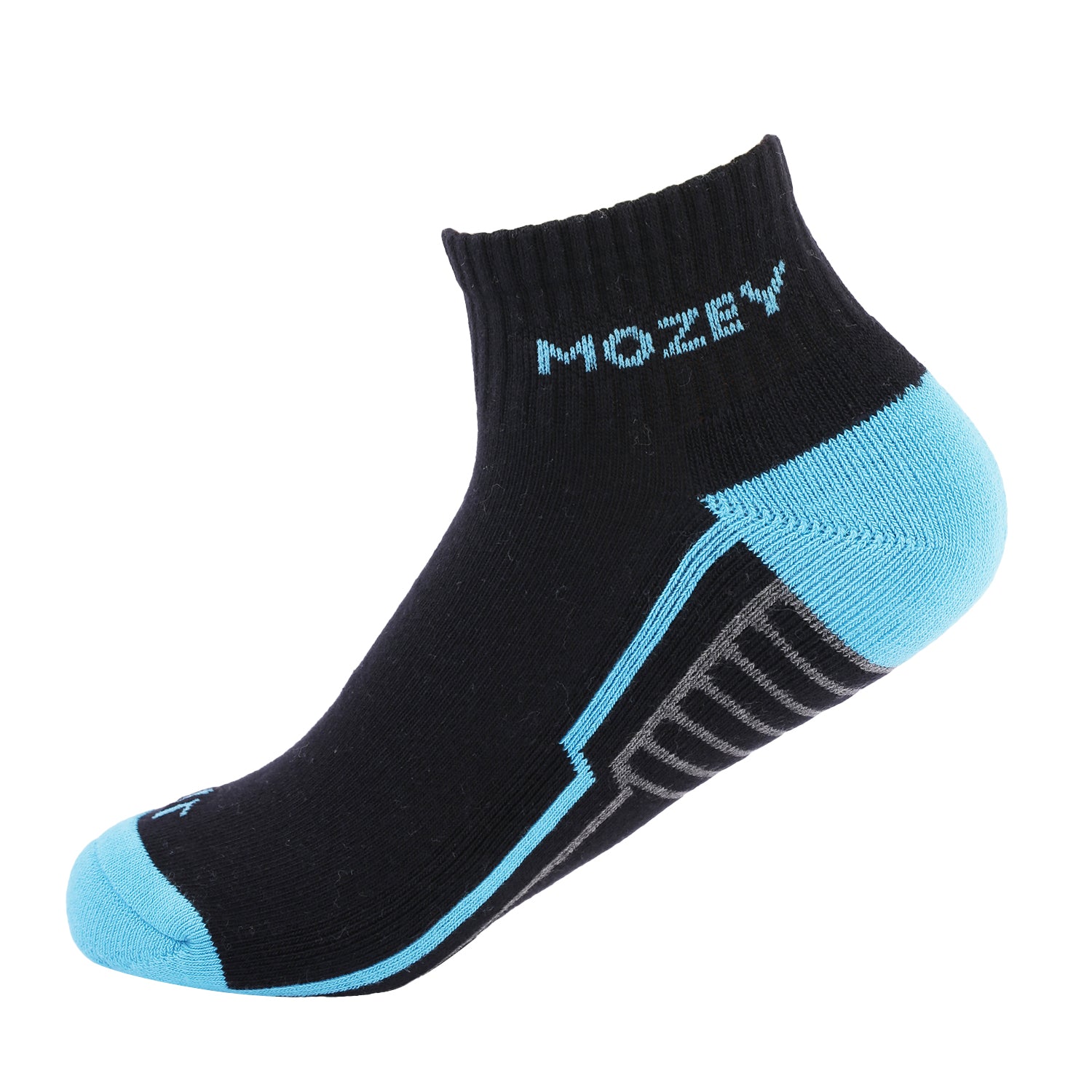 Ankle Activewear Unisex Socks, Premium Cotton Blend, Comfortable, Versatile Design, Ideal for Gym & Sports Wear (Black/Chlorine Blue)