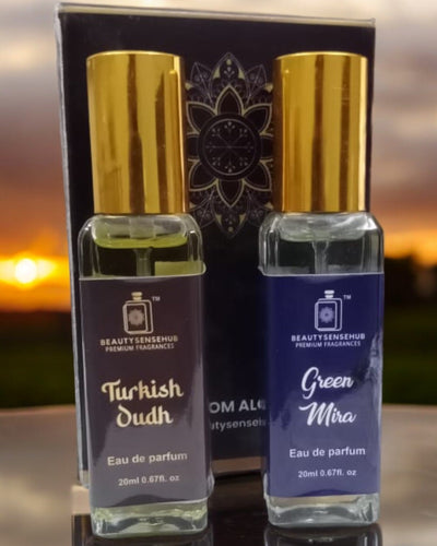 Turkish Oudh & Green Mira Combo Perfume Spray, long-lasting scent, Parfum for Men & Women, 20ML (Pack of 2)