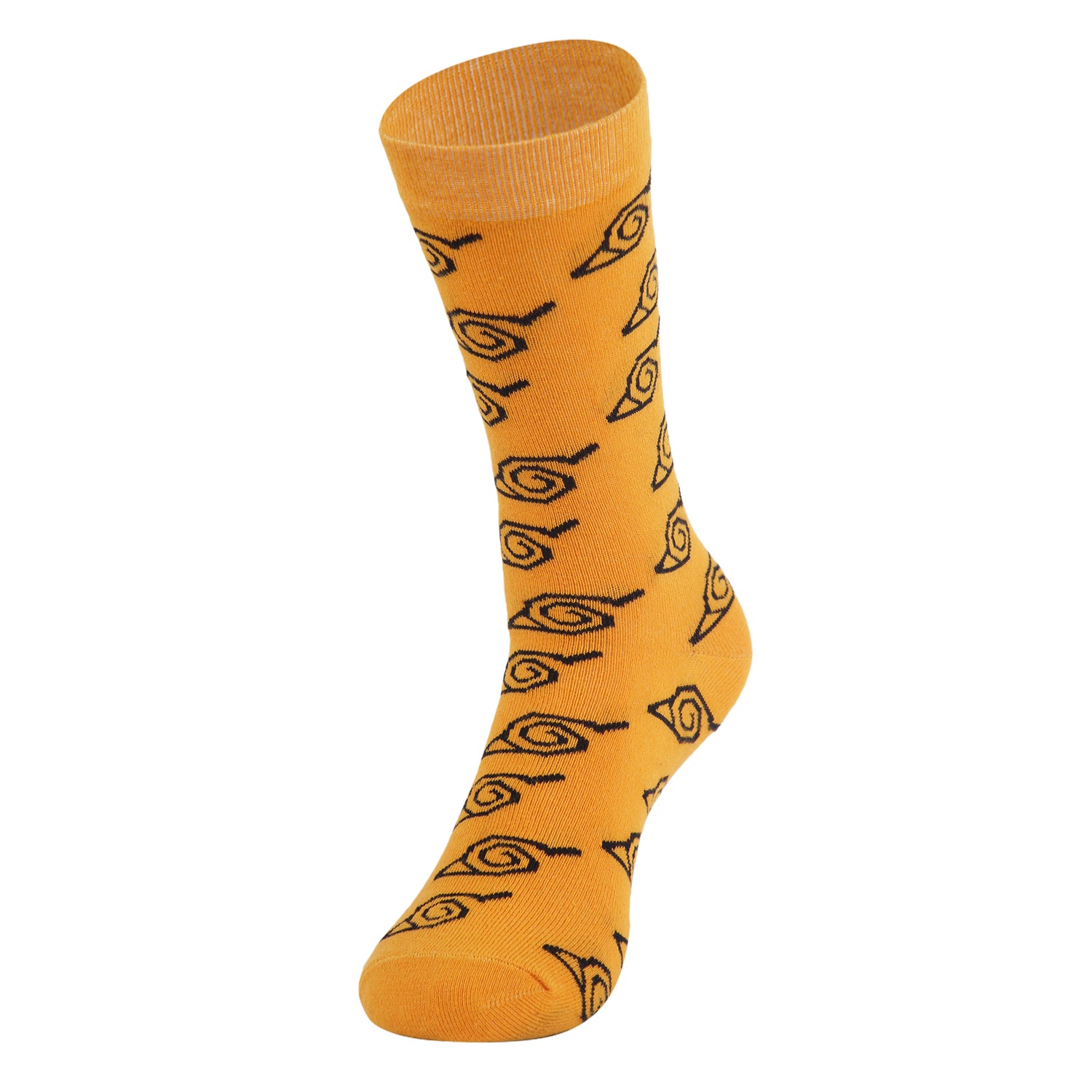 Formal Men's Socks - Naruto Edition, Premium Cotton Blend, Stylish Pattern, Soft and Durable, Comfortable for Office Wear (Yellow)