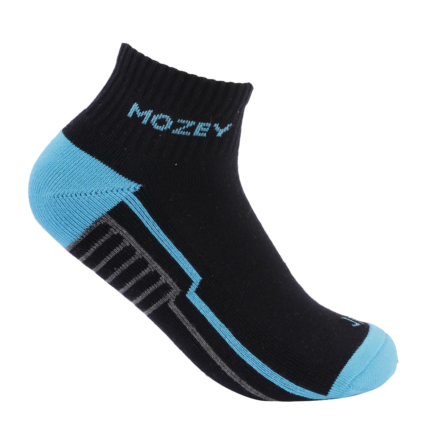 Ankle Activewear Unisex Socks, Premium Cotton Blend, Comfortable, Versatile Design, Ideal for Gym & Sports Wear (Black/Chlorine Blue)