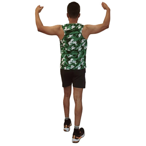 Dry-Fit Men's Tank Top, Ultra-Light Activewear, Microfiber Blend, Camouflage Design, Best for Gym, Running & Outdoor Sports Wear (Forest Green)