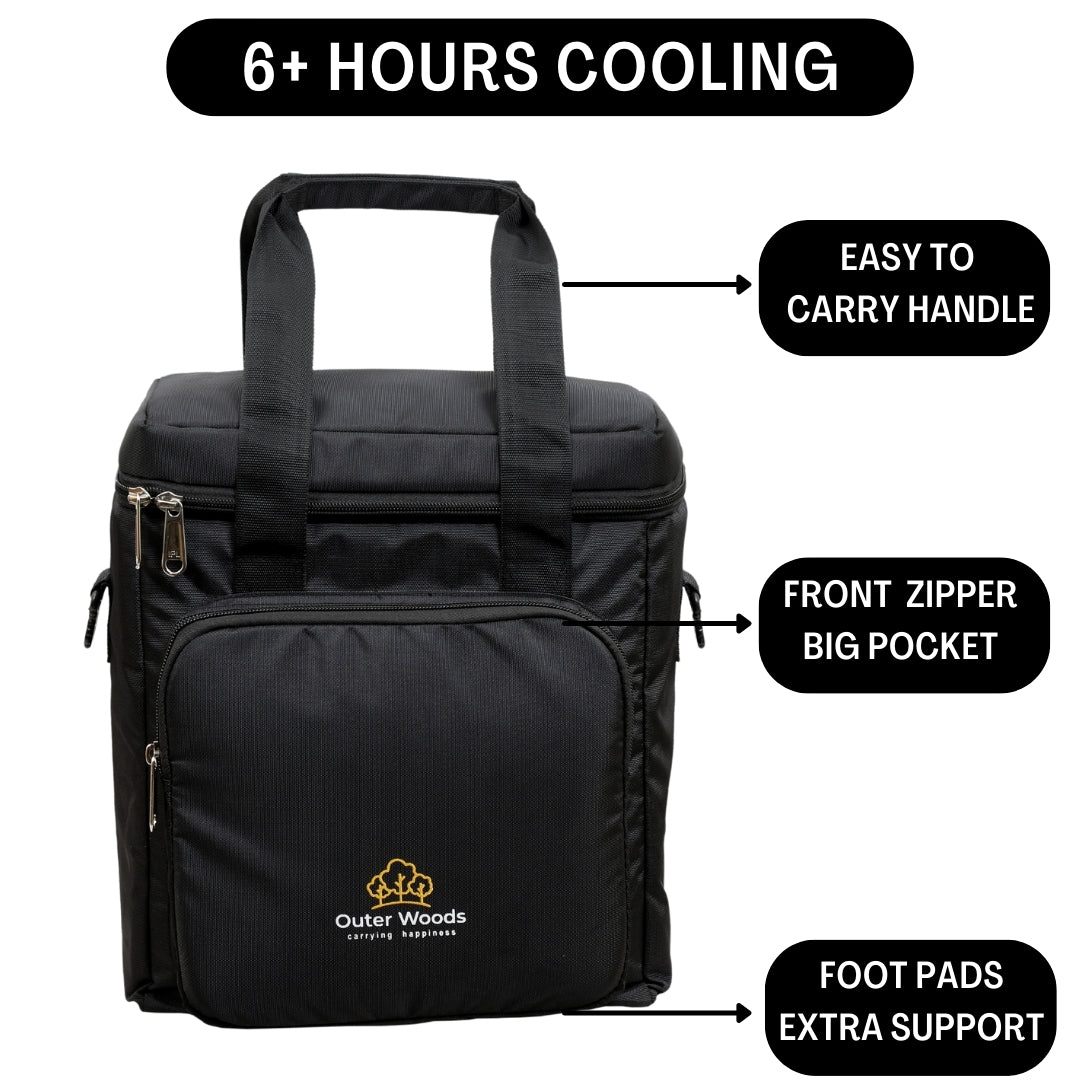 Outer Woods Insulated 6 Bottle Cooler Bag | with 6 Units of Ice Gel Packs | Wine Cooler Bag | Beer Cooler Bag | Insulated Bag | Fits 6 Full Size Bottles