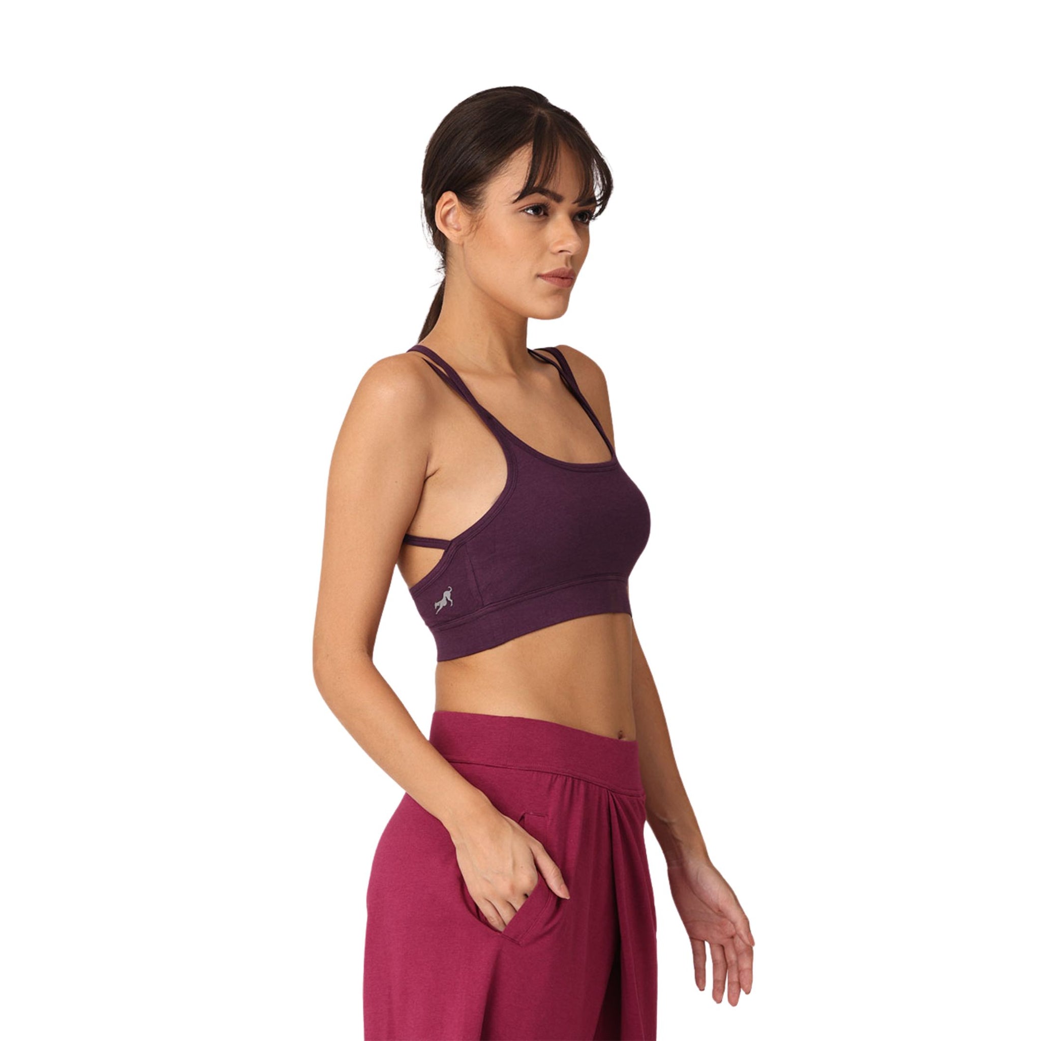 Yoga Crossback Bra with Moisture-Wicking Technology | Organic Cotton & Bamboo Bralette with Removable Pad Pockets