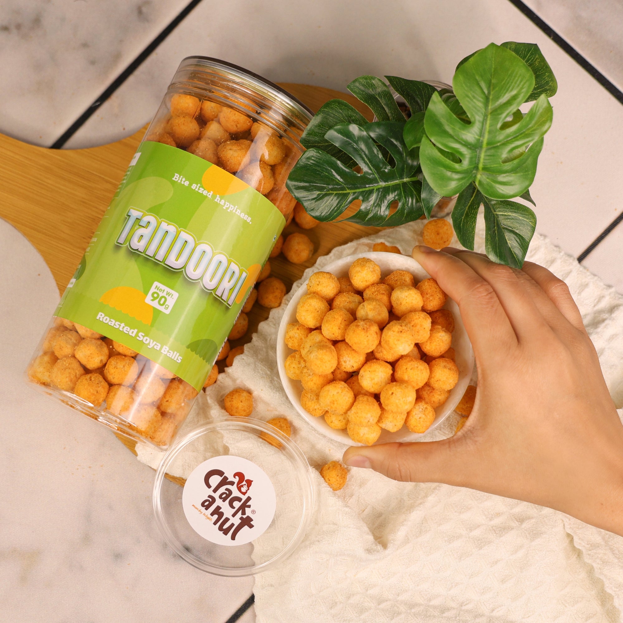 Crack A Nut's Tandoori Roasted Multi-Grain Puffs, Savory & Healthy Snack, Packed with Protein & Low in Sugar, Lightly Roasted Multi-Grain Goodness, Perfect for Cravings & Guilt-Free Indulgence, 100g.