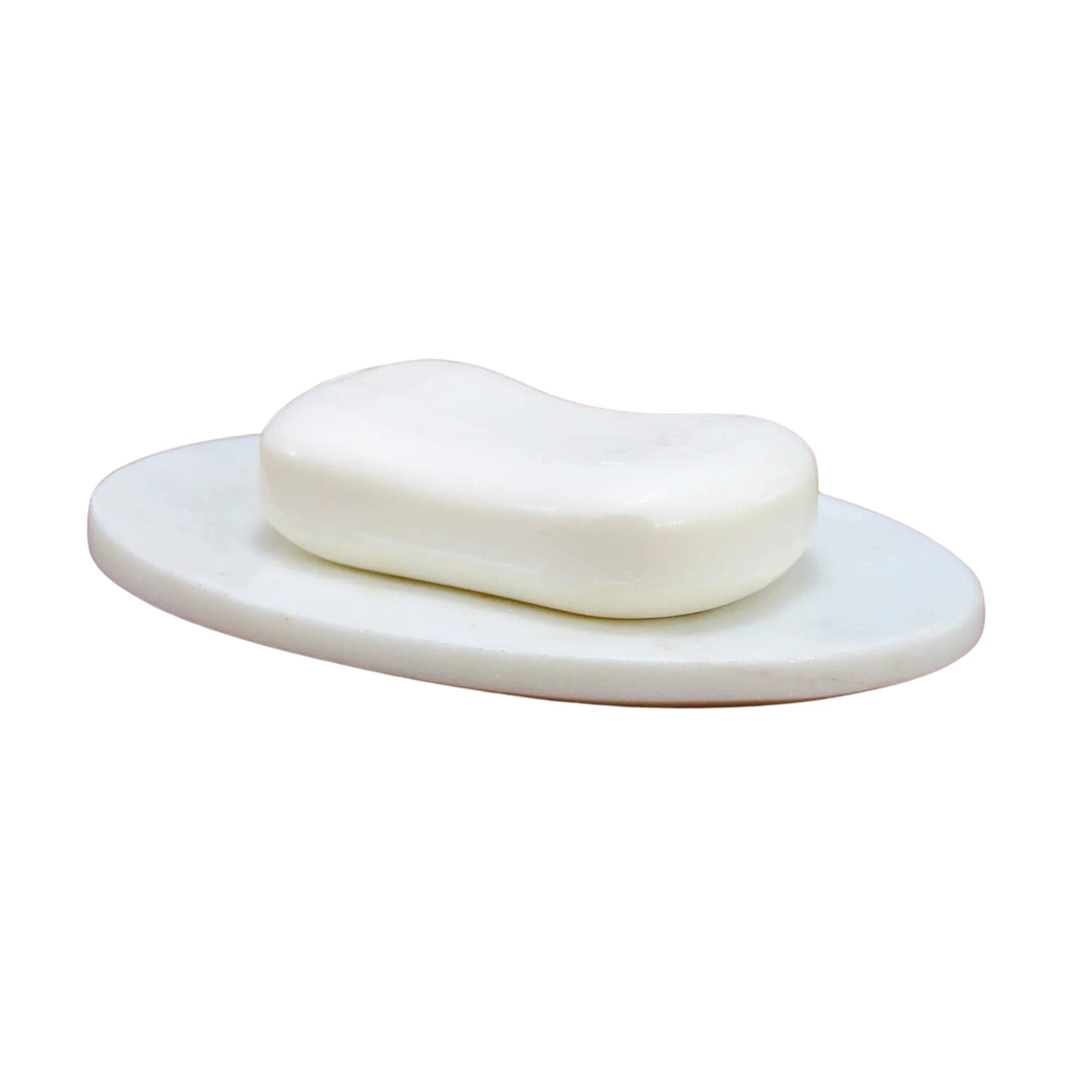 White Oval Marble Soap Dish - Elegant Anti-Skid Bathroom Accessory, Smooth, Durable, Soap Storage (14x9 cm)