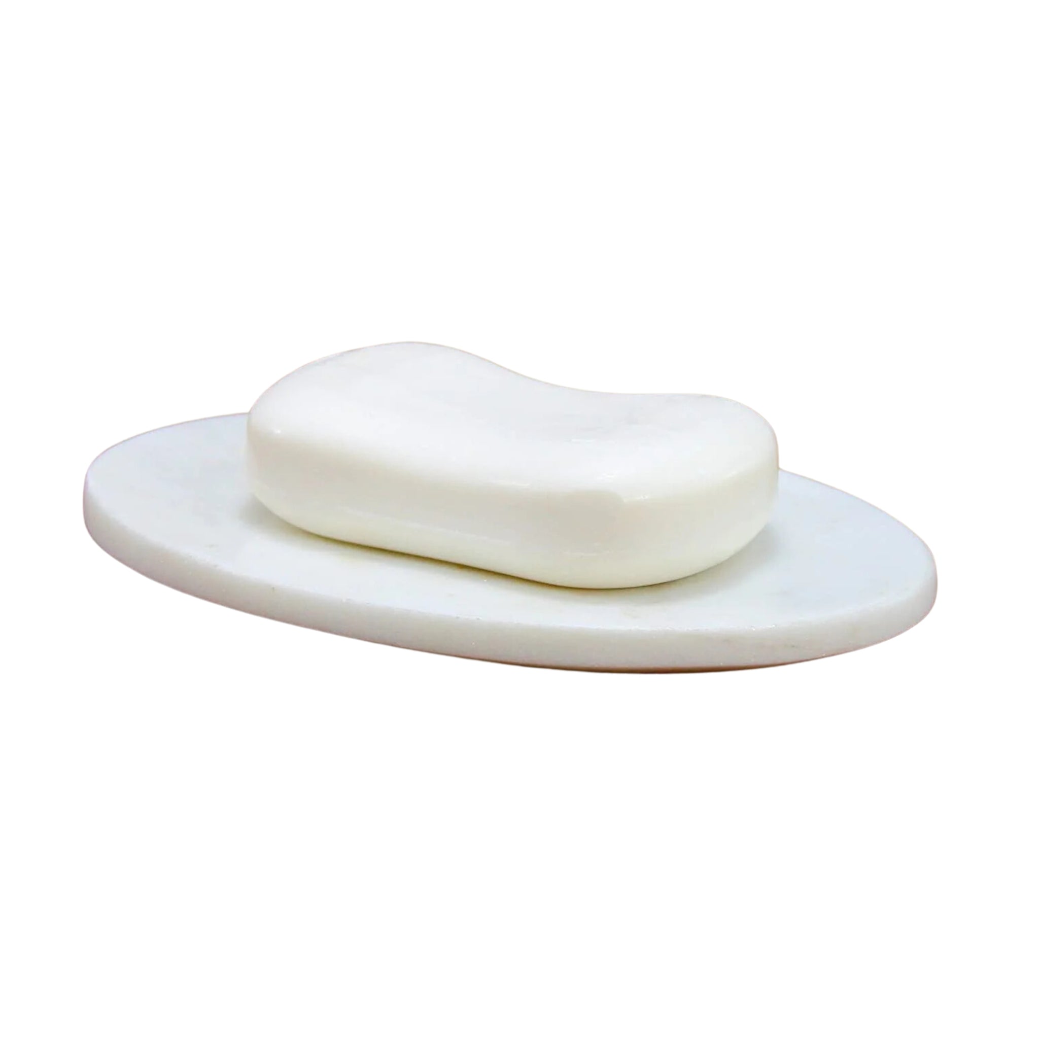 White Oval Marble Soap Dish - Elegant Anti-Skid Bathroom Accessory, Smooth, Durable, Soap Storage (14x9 cm)