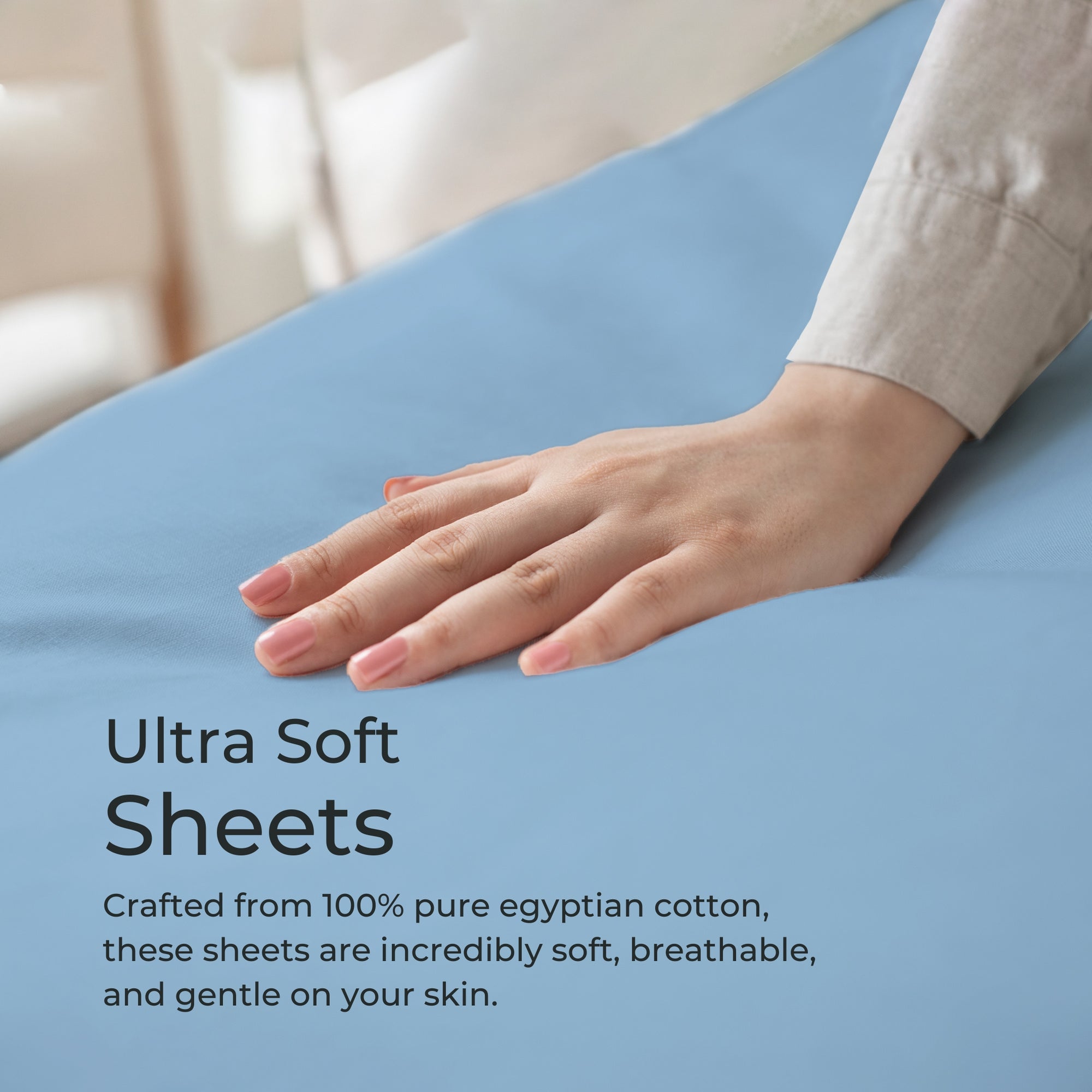 King and Queen Size Bedsheet Set with Fitted Sheet, Flat Sheet & 2 Pillow Covers | Soft 100% Egyptian Cotton with 16-Inch Deep Pockets & Breathable Fabric