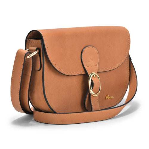 Sling Leather Bag, Tan Leather, Comfortable Design, Ideal for Everyday Wear and Casual Use (Tan)