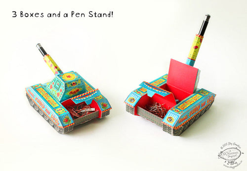 DIY Army Tank Pen Holder & Boxes - COLORFUL, Fun Desk DÃ©cor, Ideal for Office, Creative DIY Project