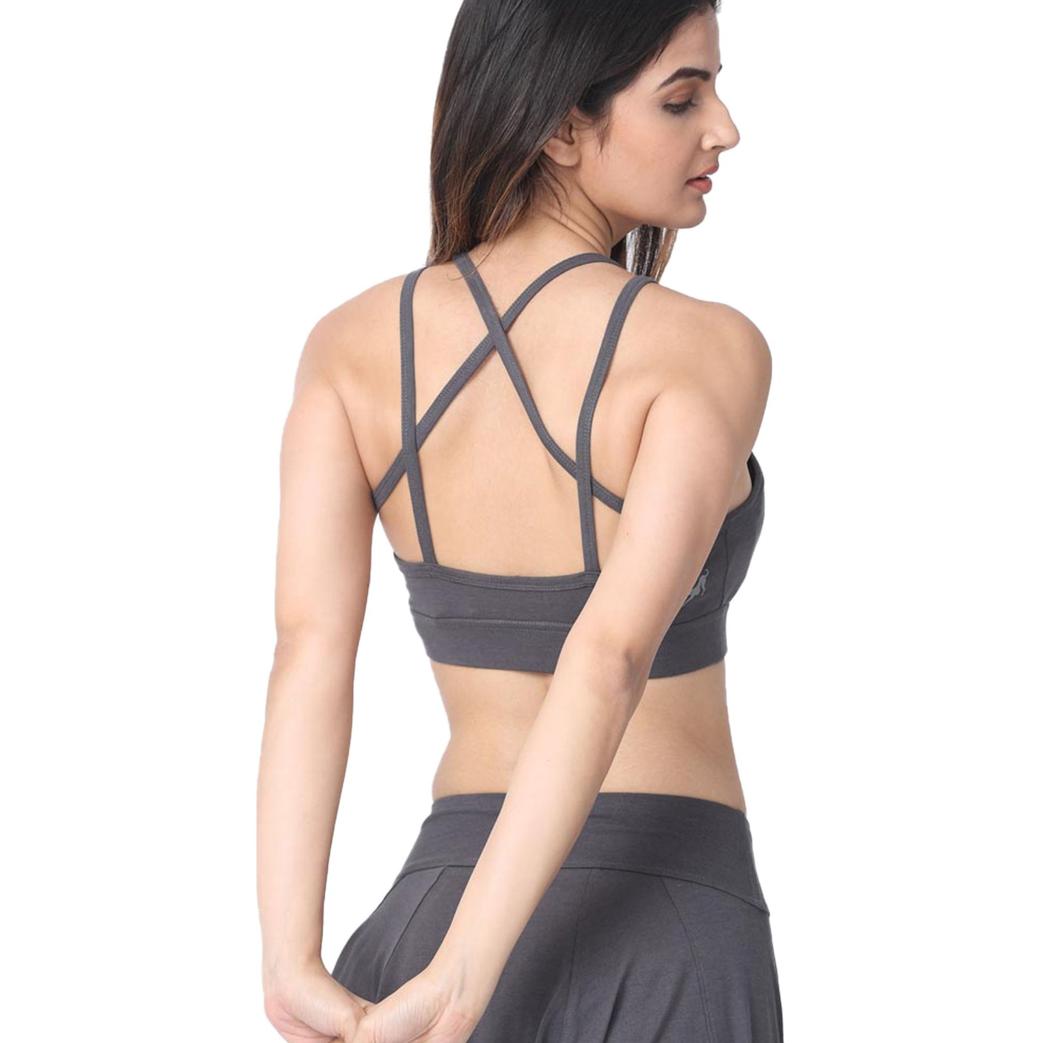 Yoga Crossback Bra with Moisture-Wicking Technology | Organic Cotton & Bamboo Bralette with Removable Pad Pockets