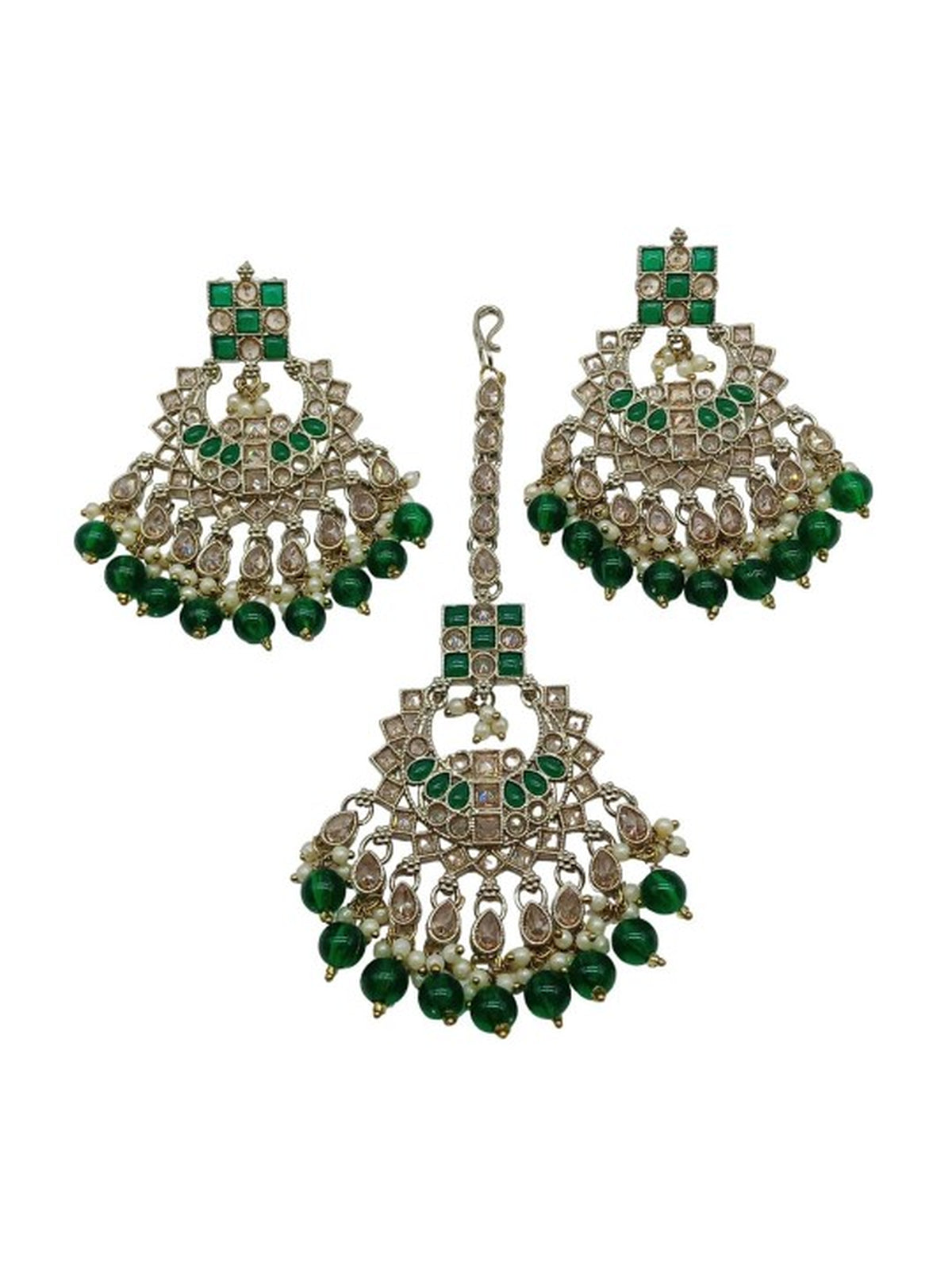 Exquisite Pearl-Adorned Indian Choker and Earrings Set, Traditional Wedding Jewelry (Set of 2)