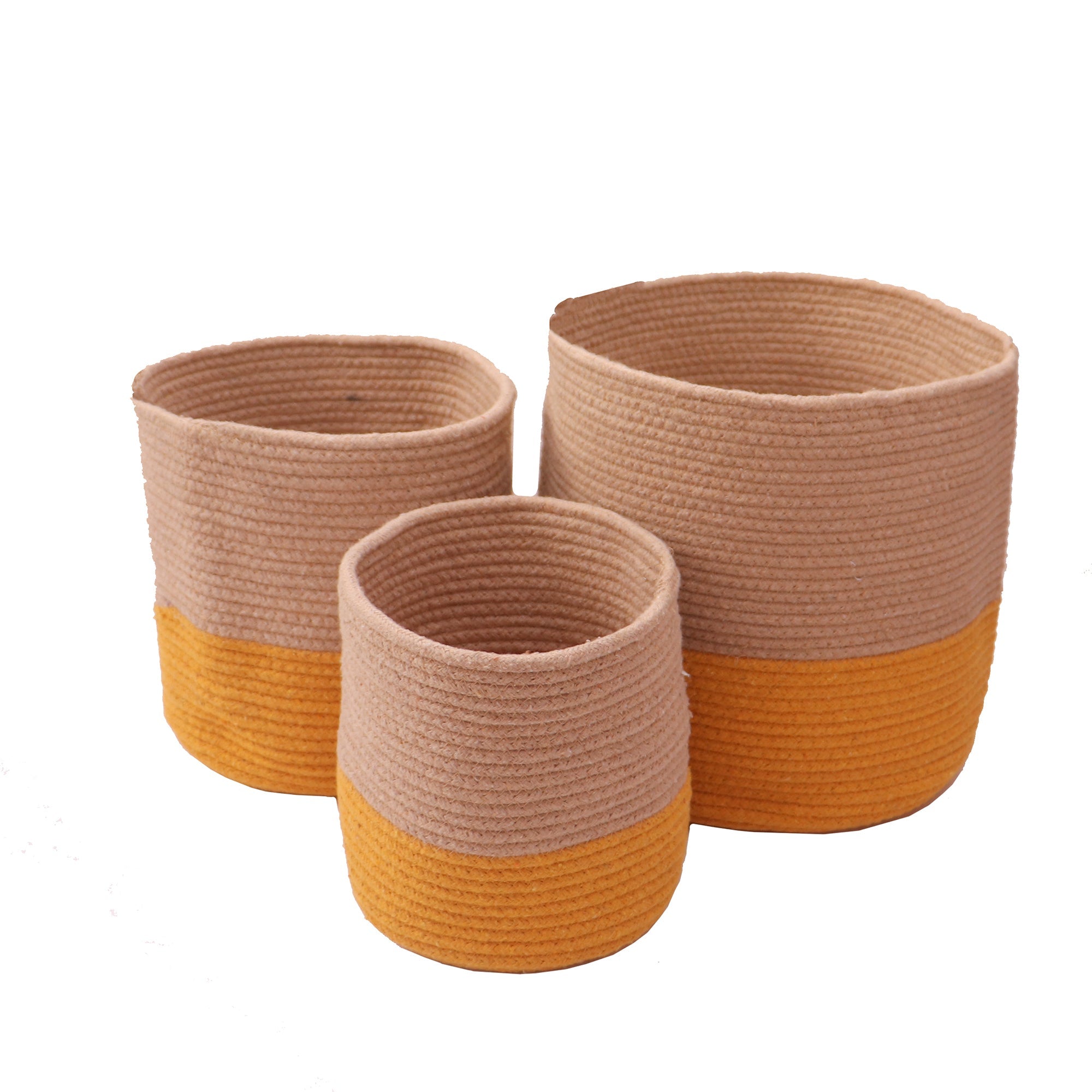 Dual tone Jute Baskets ( Yellow) Large