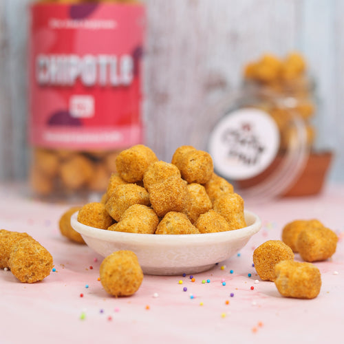 Crack A Nut's Chipotle Roasted Multi-Grain Puffs, Savory & Healthy Snack, Packed with Protein & Low in Sugar, Lightly Roasted Multi-Grain Goodness, Perfect for Cravings & Guilt-Free Indulgence, 100g.