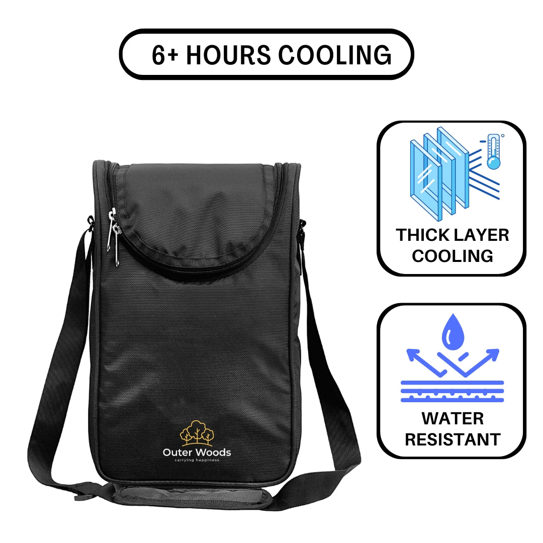 Outer Woods Nylon Insulated 2 Bottle Bag|360Â° Insulation And Portable Padded Protection For Glass Bottles|Ideal For Carrying Wine,Beer,Whisky,Vodka,Soda,Juice,Milk And Water