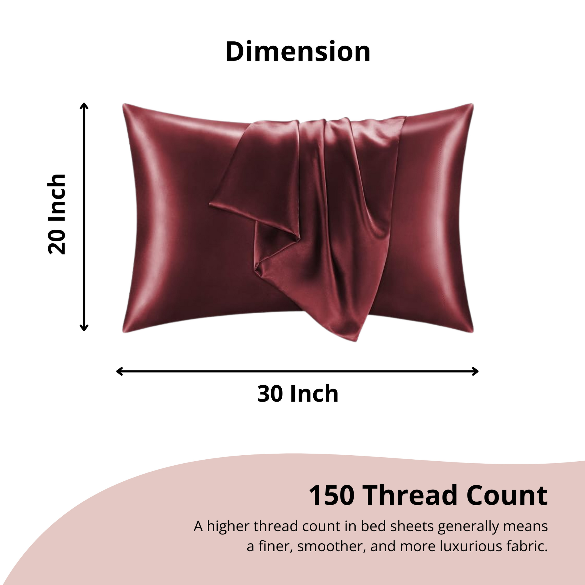 Satin Pillowcases for Hair & Skin Care with Envelope Closure | Standard Size Pillowcase with Silk Scrunchies ( Set of 2, Maroon )