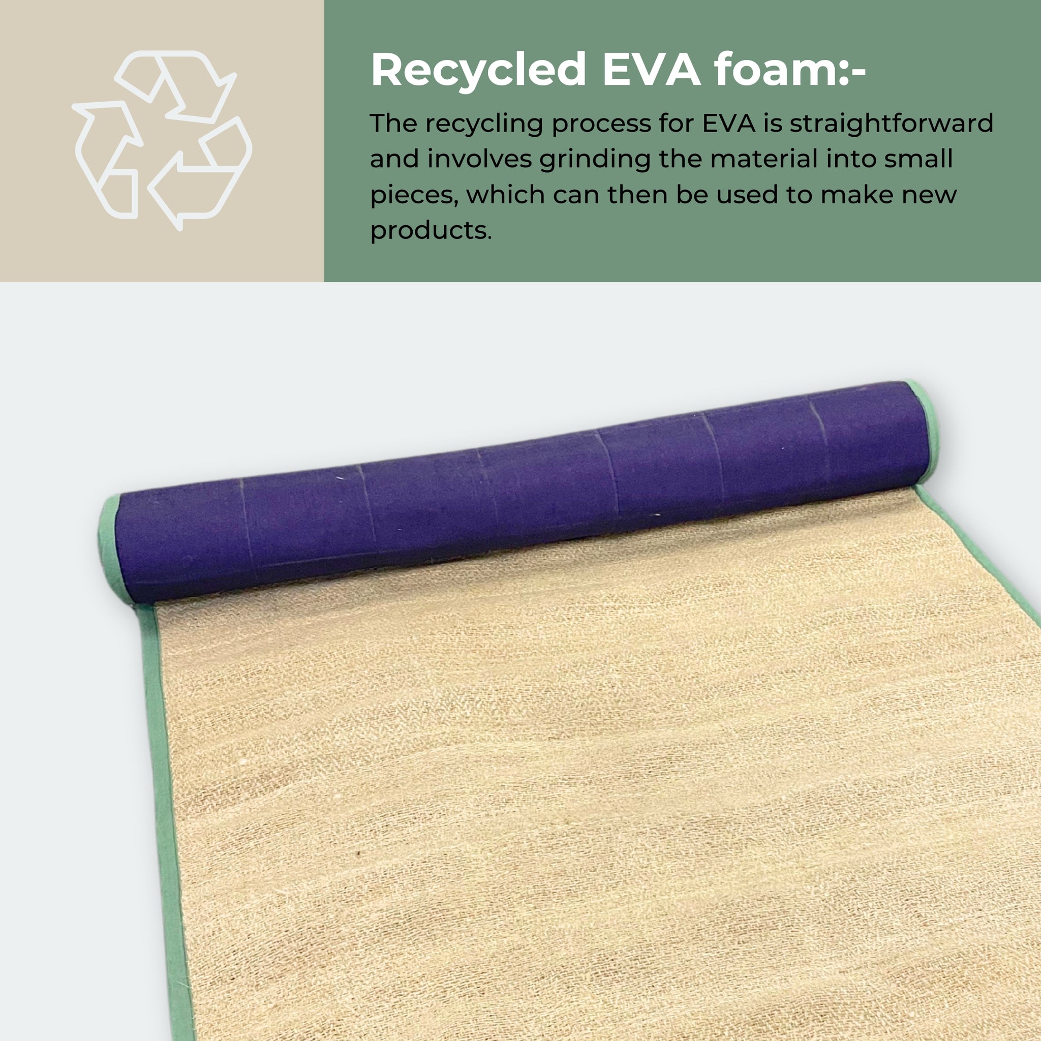 100% Hemp Yoga Mat with Recycled EVA Foam Lining | Handwoven Eco-Friendly Yoga Mat with Lightweight Design & Indoor/Outdoor Use