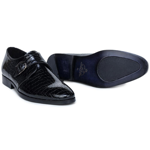 Versatile Eleganc Black Single Patent, Hand-Finished Burnish, Durable Construction, Brogue Pattern, Lightweight Design, Vintage Aesthetic