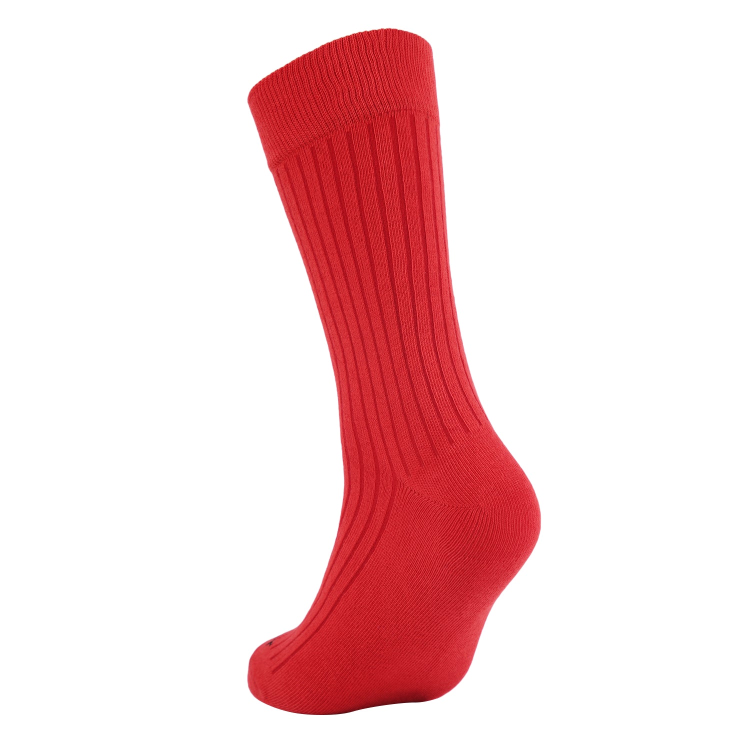 Formal Men's Ribbed Socks, Cotton Blend, Stylish Pattern, Soft and Durable, Comfortable for Office Use (Red)