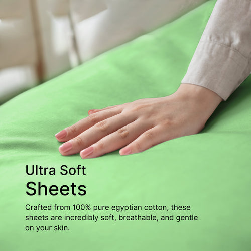 King and Queen Size Bedsheet Set with Fitted Sheet, Flat Sheet & 2 Pillow Covers | Soft 100% Egyptian Cotton with 16-Inch Deep Pockets & Breathable Fabric