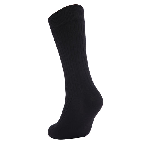 Formal Men's Ribbed Socks, Cotton Blend, Stylish Pattern, Soft and Durable, Comfortable for Office Use (Black)