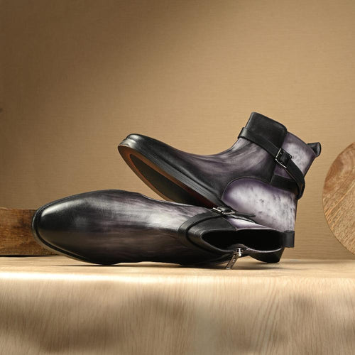 Obsidian Stride - Dual-Tone Grey, Cushioned Footbed, Classic Style, Classic Style, Brogue Pattern, Durable Construction