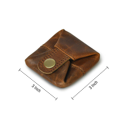 Leather Coin Purse Change Holder Pouch Pocket Wallet for Men, Vintage Brown (Pack of 1)