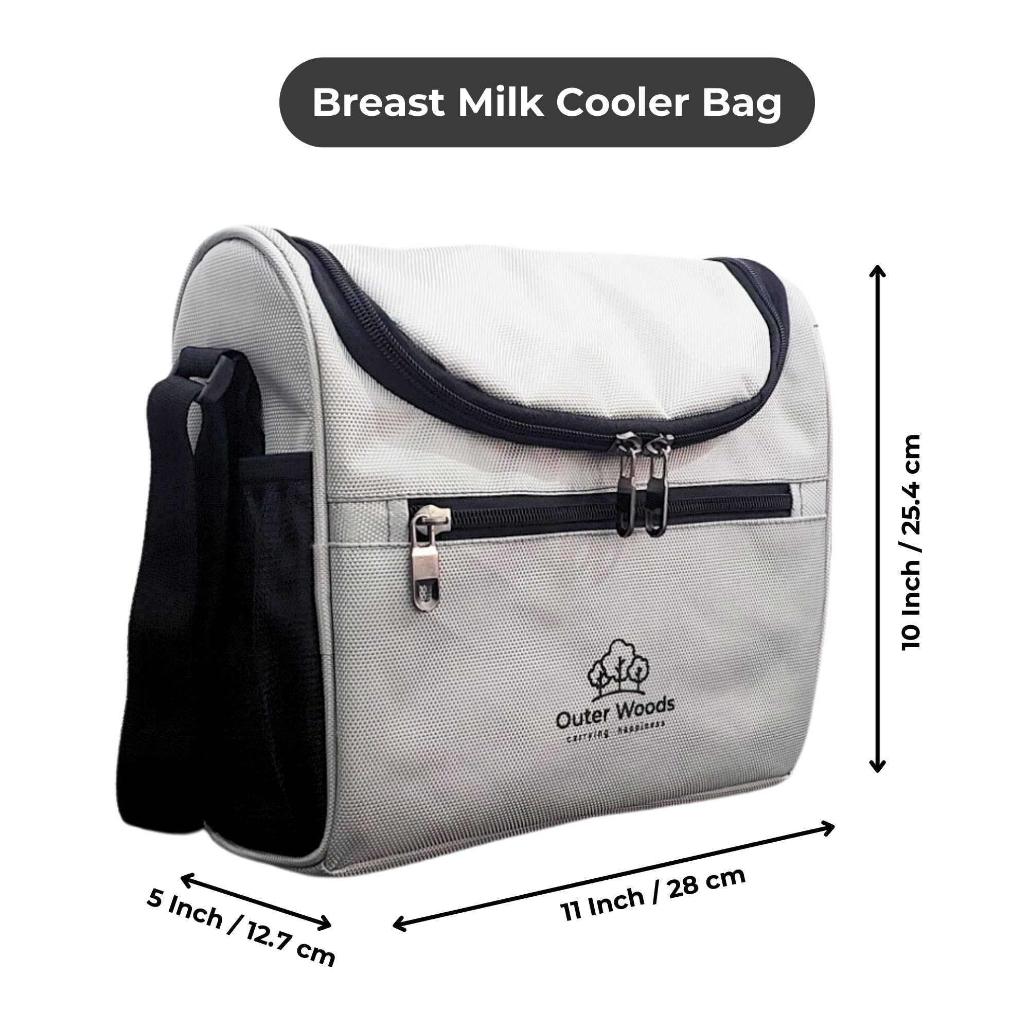 Outer Woods Insulated Breast Milk Cooler Bag with 4 Units of Ice Gel Packs | Keep Milk and Food Cool for 6 to 8 Hours | Thermal Insulated Baby Travel Bag