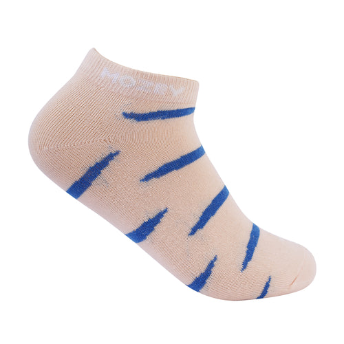 Ankle Multi-Color Unisex Socks, Premium Cotton Blend, Reinforced Heel & Toe, Lightweight & Breathable Design, Perfect For Everyday Comfort (Peach/Royal Blue)