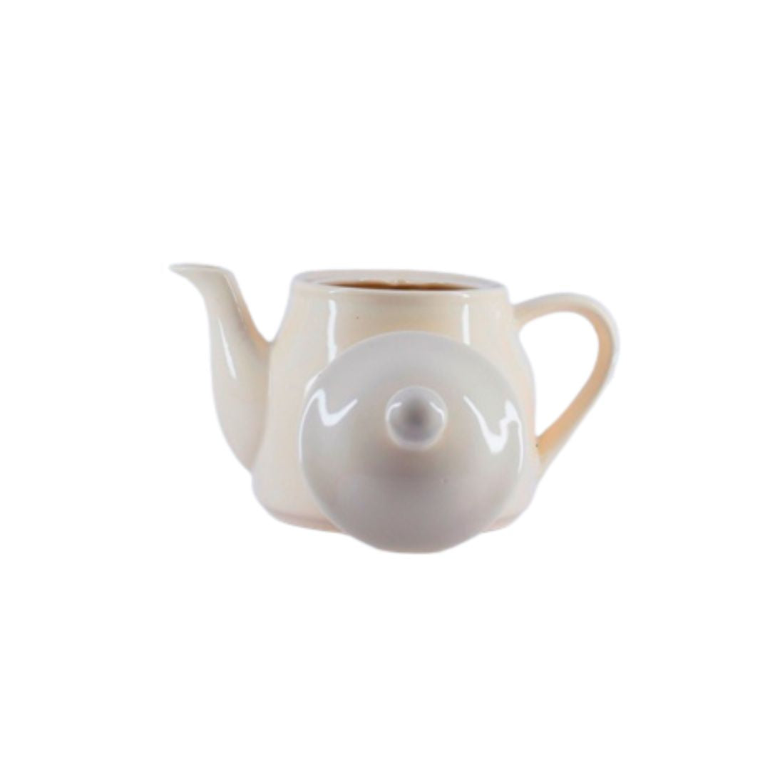 Qucciberry Ceramic Creme English Tea Pot, Classic and Elegant Design, Ideal Gift for Special Occasions, Weddings or Housewarming, Durable and Stylish Creme Tea Kettle