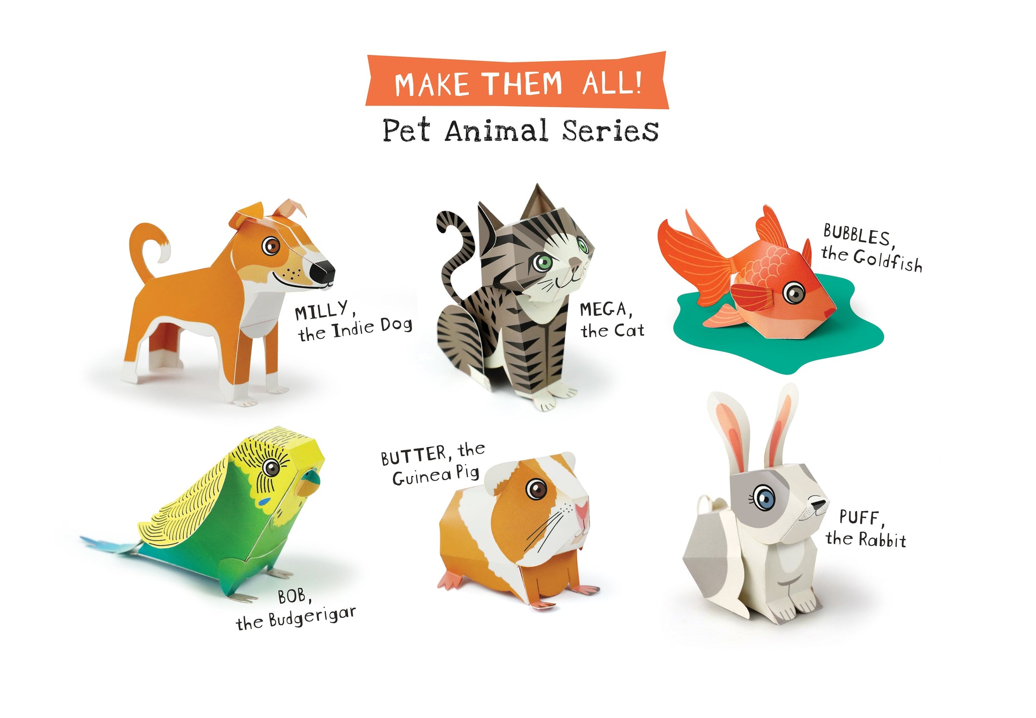 DIY Mini Pet Animals Paper Craft Kits, Fun Craft Kit, Ideal for Kids' DÃ©cor, Creative DIY Project (Set of 6)