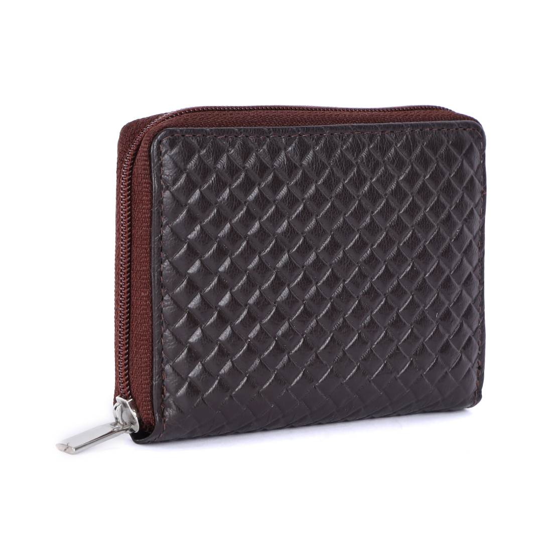 Genuine Leather Card Holder Wallet with Chain Closure | Unisex Zip-Around Wallet with 12 Card Slots & Cash Compartments