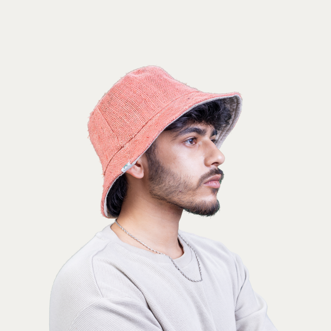 Stylish hemp bucket hat in a natural tone, offering UV protection and breathable comfort for sunny days.